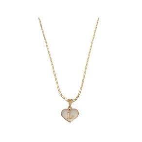 Colar Cartier 50Cm Coração Branco Letra L Banhado Ouro 18K