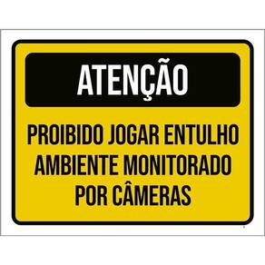 Placa Sinalização - Proibido Jogar Entulho Amarela 27X35