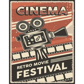 Kit 3 Placas Sinalização - Cinema Retro Movie Festival