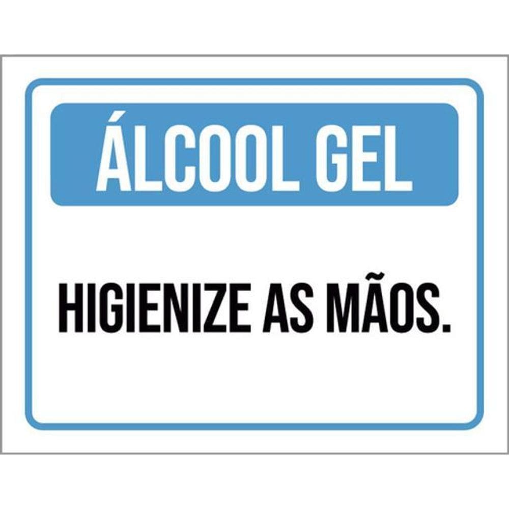 Kit 3 Placas Sinalização - Álcool Gel Higienize As Mãos