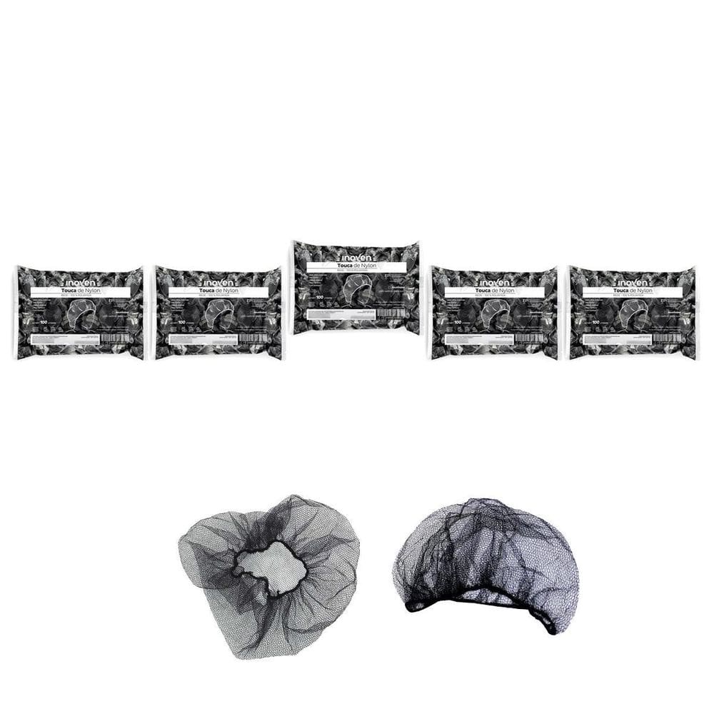 Touca Rede Nylon Preta Descartável Ref 00062 Pac 100 Kit 5