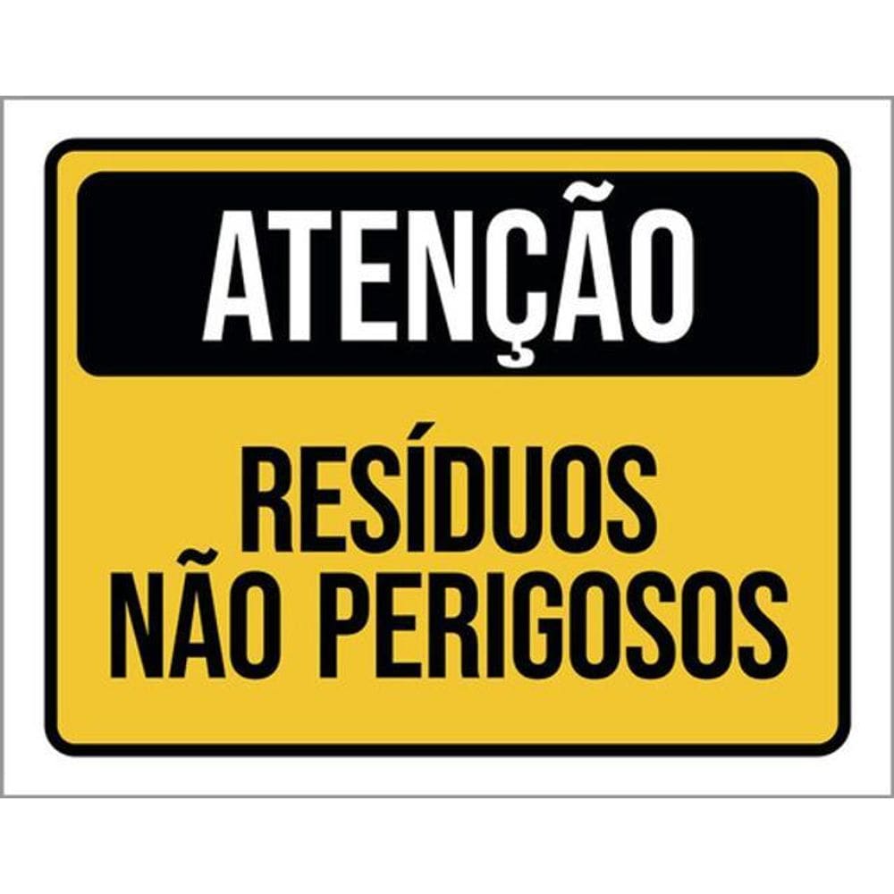 Kit 3 Placas De Sinalização - Atenção Resíduos Não Perigosos