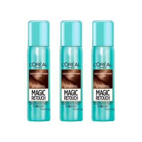 Coloraçao Loreal Magic Retouch 75Ml Spray Castanho Claro-3Un