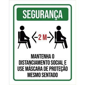 Kit 3 Placas Distanciamento Social Use Máscara Sentado