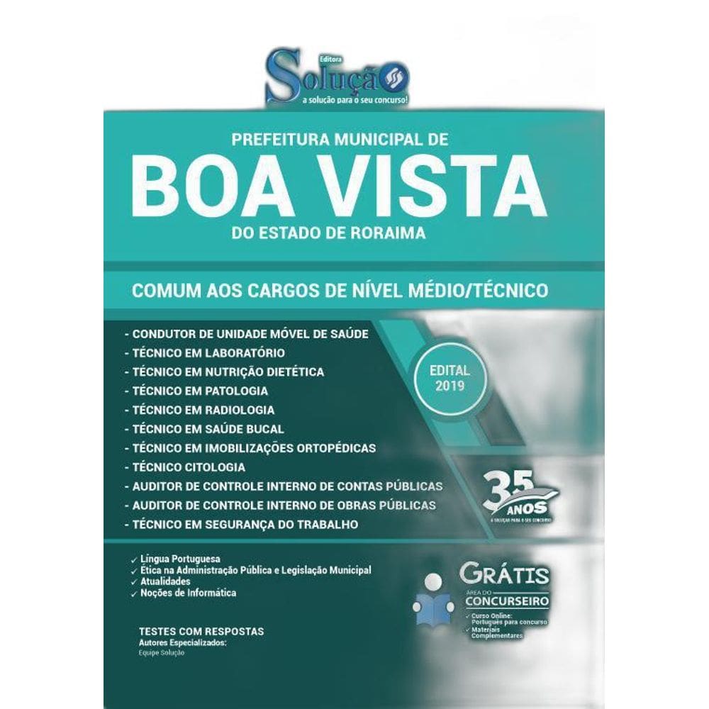 Apostila Prefeitura Boa Vista Rr Cargos Nível Médio/Técnico