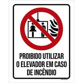 Placa De Sinalização - Não Use Elevador Em Incêndio 36X46
