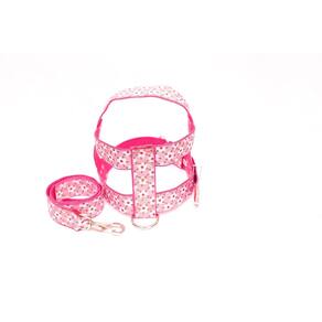 Kit Guia com peitoral 40mm rosa tamanho 9 63 cm a 84 cm
