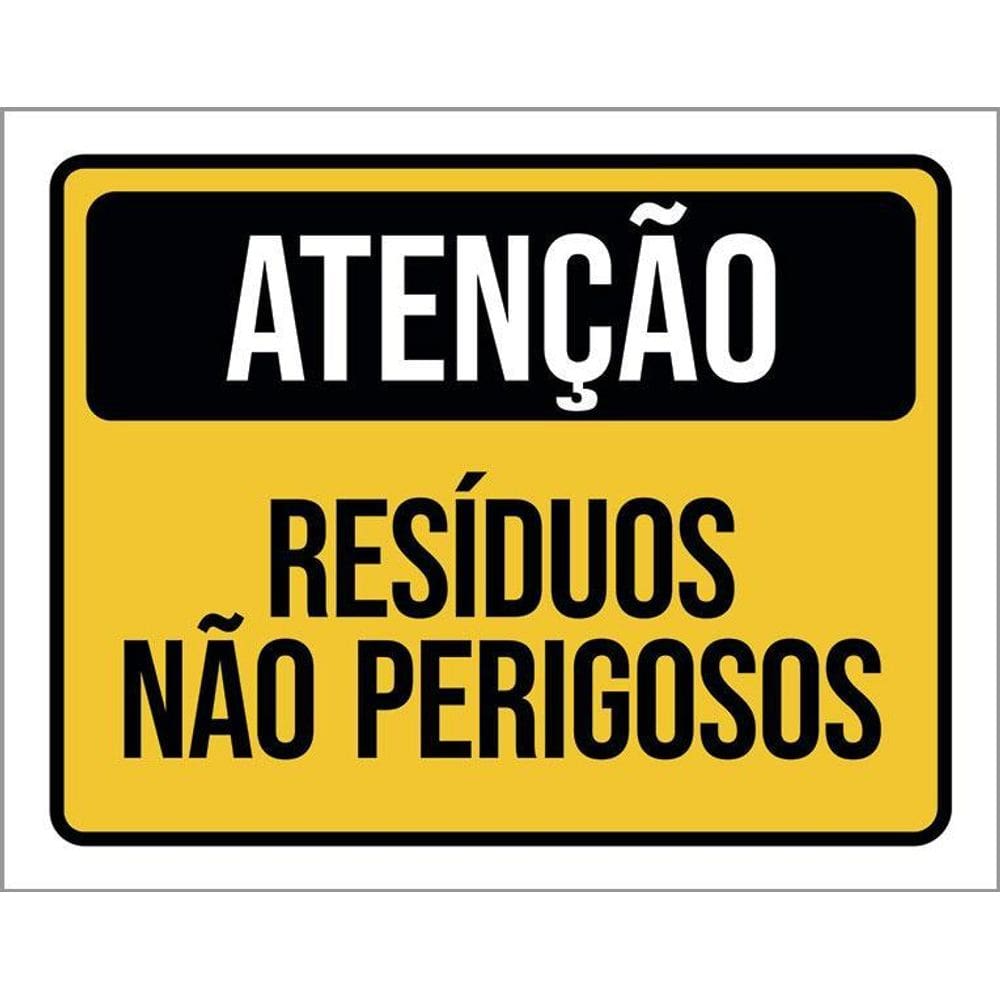 Placa De Sinalização - Atenção Resíduos Não Perigosos 36X46