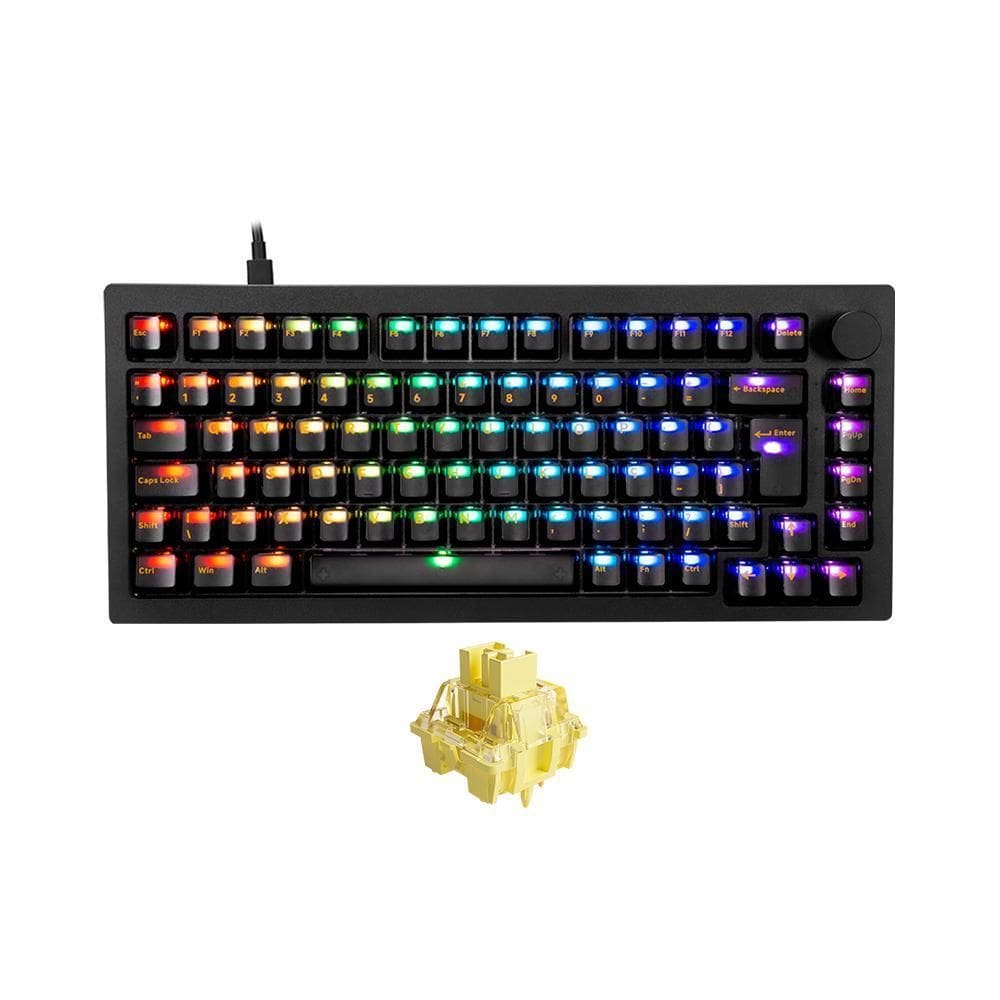 Teclado Akko 5075S Clear Black Abnt2 Switch V3 Cream Yellow