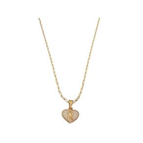 Colar Cartier 50Cm Coração Branco Letra N Banhado Ouro 18K
