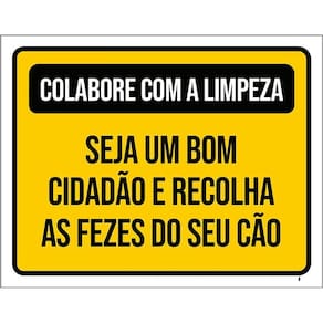 Kit 3 Placas Colabora Com Limpeza Recolha Fezes Cão