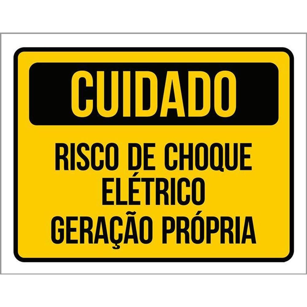 Placa Cuidado Risco De Choque Elétrico Geração Própria 36X46