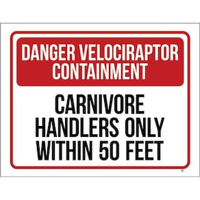 Kit 3 Placas Decorativa - Danger Velociraptor Containment
