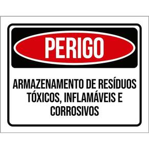 Kit 3 Placas Perigo Armazenamento Tóxicos Inflamáveis