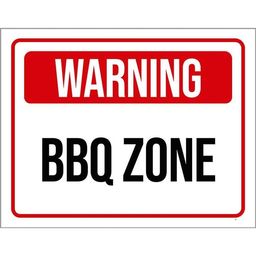 Kit 3 Placas Decorativa - Warning Bbq Zone