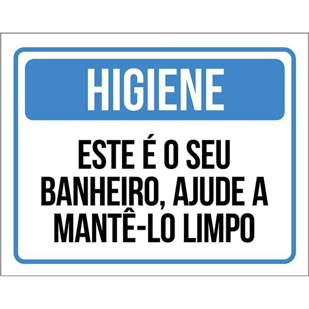 Kit 3 Placas Higiene Este Seu Banheiro Ajude Mante-Lo Limpo