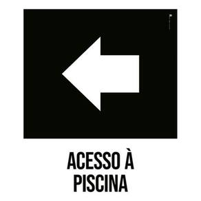 Kit 3 Placas Desenho - Acesso Piscina Seta Esquerda