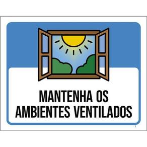 Kit 3 Placas Sinalização - Mantenha Os Ambientes Ventilados