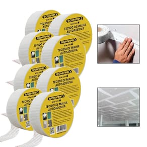 8 Rolos De Fita Telada Autoadesiva De Fibra De Vidro Drywal