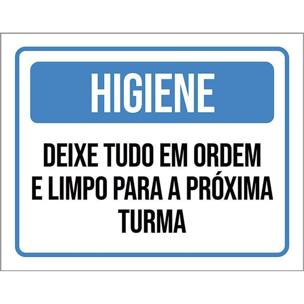 Placa De Sinalização - Higiene Deixe Tudo Em Ordem 36X46