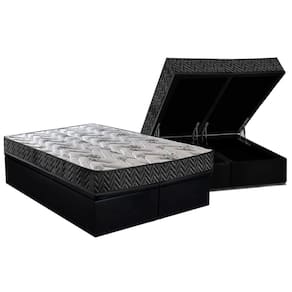 Conjunto Box Baú Queen: Colchão Espuma Paropas D45 Pasquale Wave Black + Base CRC Suede Black (158x198)
