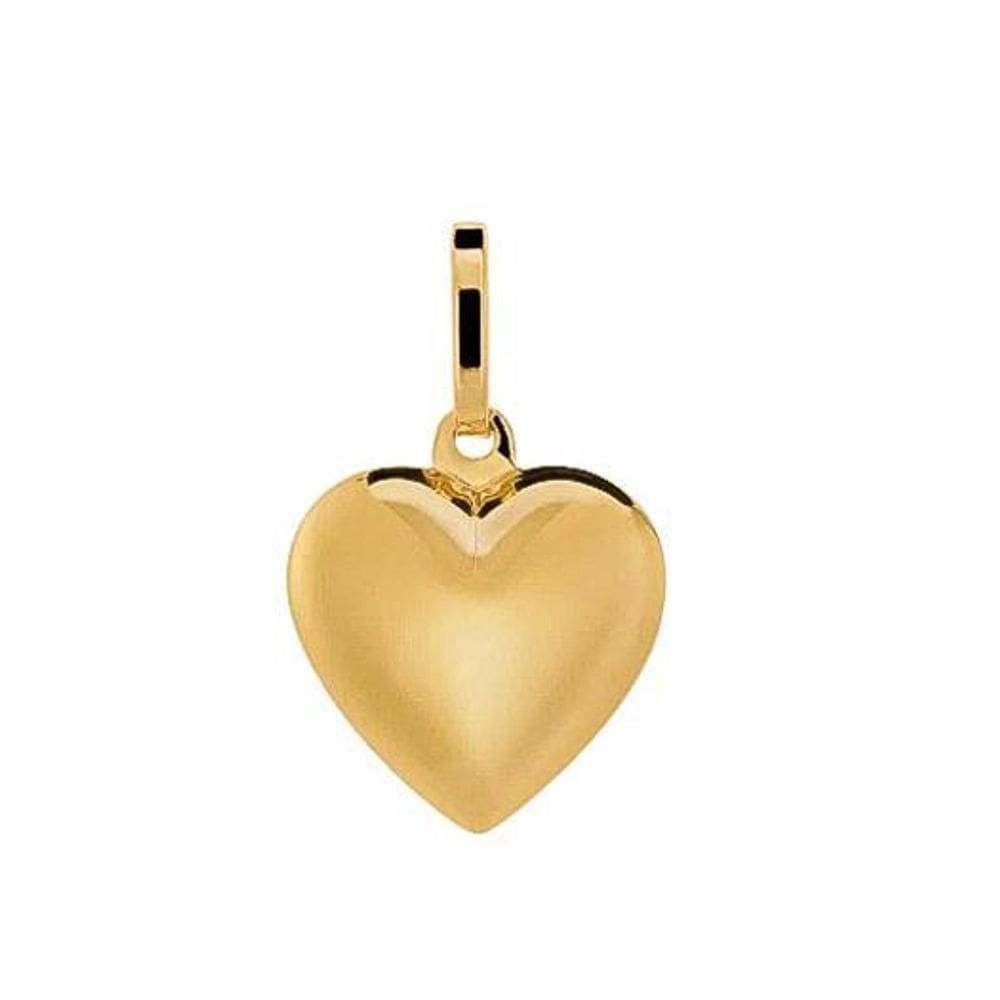 Pingente Médio Coração Bojudo Oco Em Ouro 18K