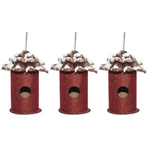 Kit Enfeite De Natal C/3 Arvores Vermelha Natalina 10Cm