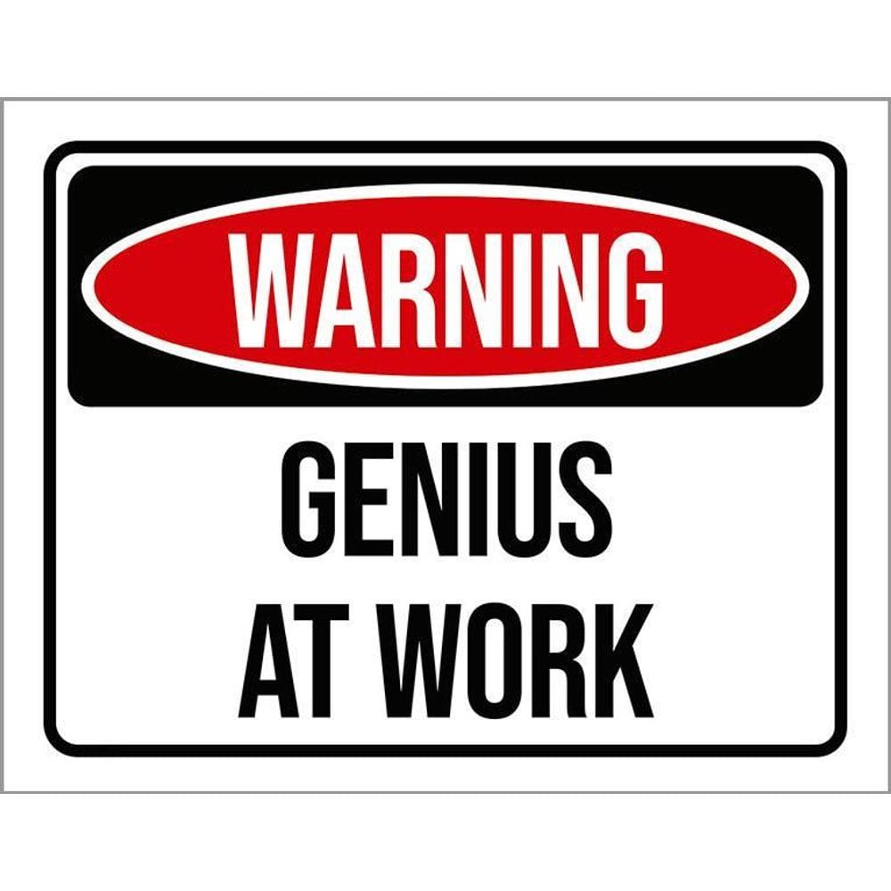 Kit 3 Placas Decorativa - Warning Genius At Work