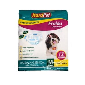 Fralda Higiênica Hard Pet Cães Fêmeas 12 Unidades Tamanho M