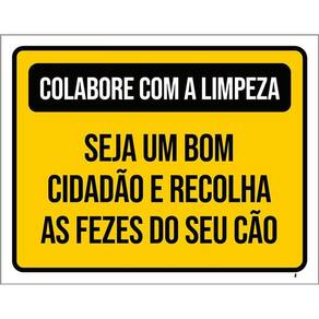Kit 3 Placas Colabora Com Limpeza Recolha Fezes Cão