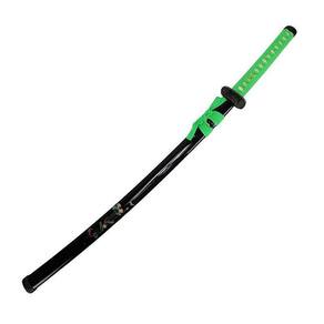 Espada Katana Decorativa Flores E Peixes Na Bainha Preta