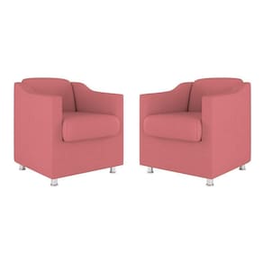 Kit 02 Poltronas Decorativas Clinica Tecido Suede Balaqui Cor:Rosa
