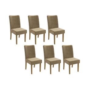 Cadeira Sala de Jantar 2CAD129FR Kit 6 Un Freijo/Suede Bege A036 - Kappesberg