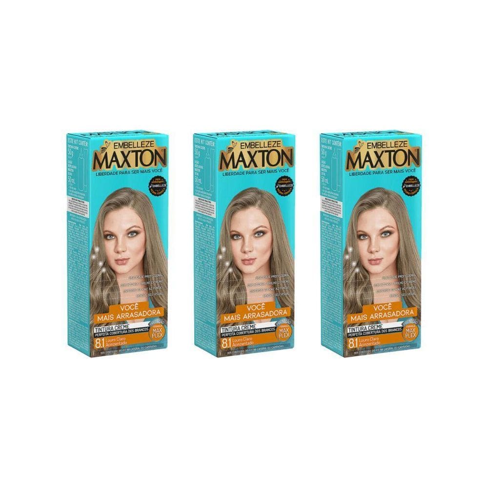 Coloraçao Maxton 8.1 Louro Sueco-Kit C/3Un