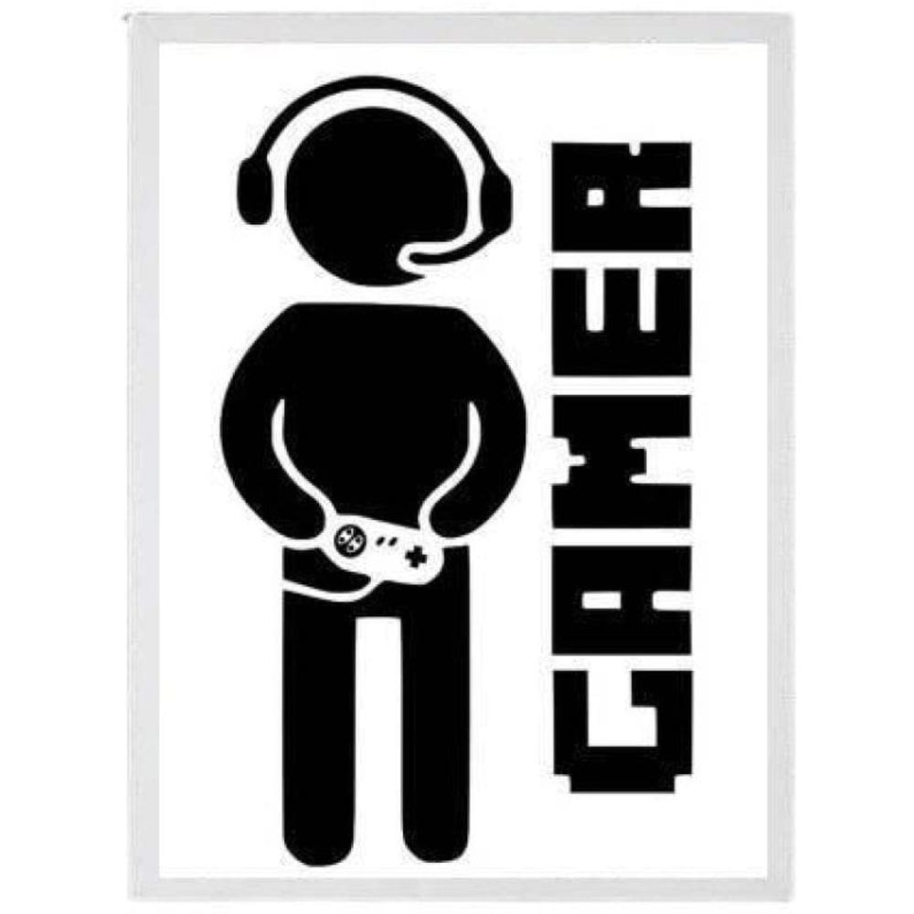 Quadro Decorativo Gamer Moldura Branca 24X18Cm