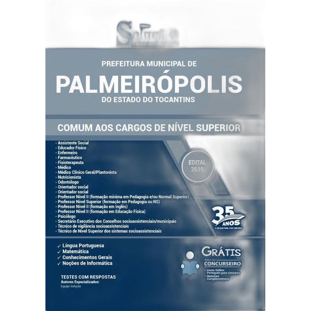 Apostila Prefeitura Palmeirópolis To - Cargos Nível Superior