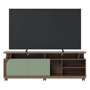 Rack Bancada Jurerê 1.8 Amêndoa/hortelã Para Tv Até 75” - Colibri Amêndoa/hortelã