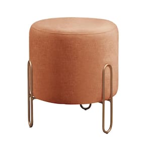 Puff Banqueta Mali Luxo Base Bronze Castellar Móbile Linho Terracota