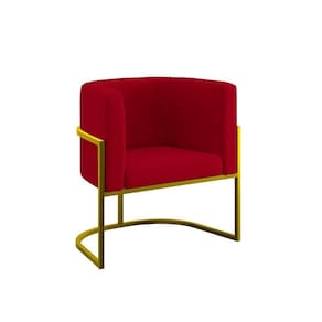 Poltrona Cadeira Decorativa Lua Base De Ferro Gold Vermelho