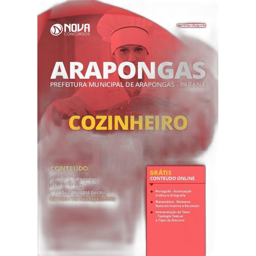 Apostila Prefeitura Arapongas Pr - Cozinheiro
