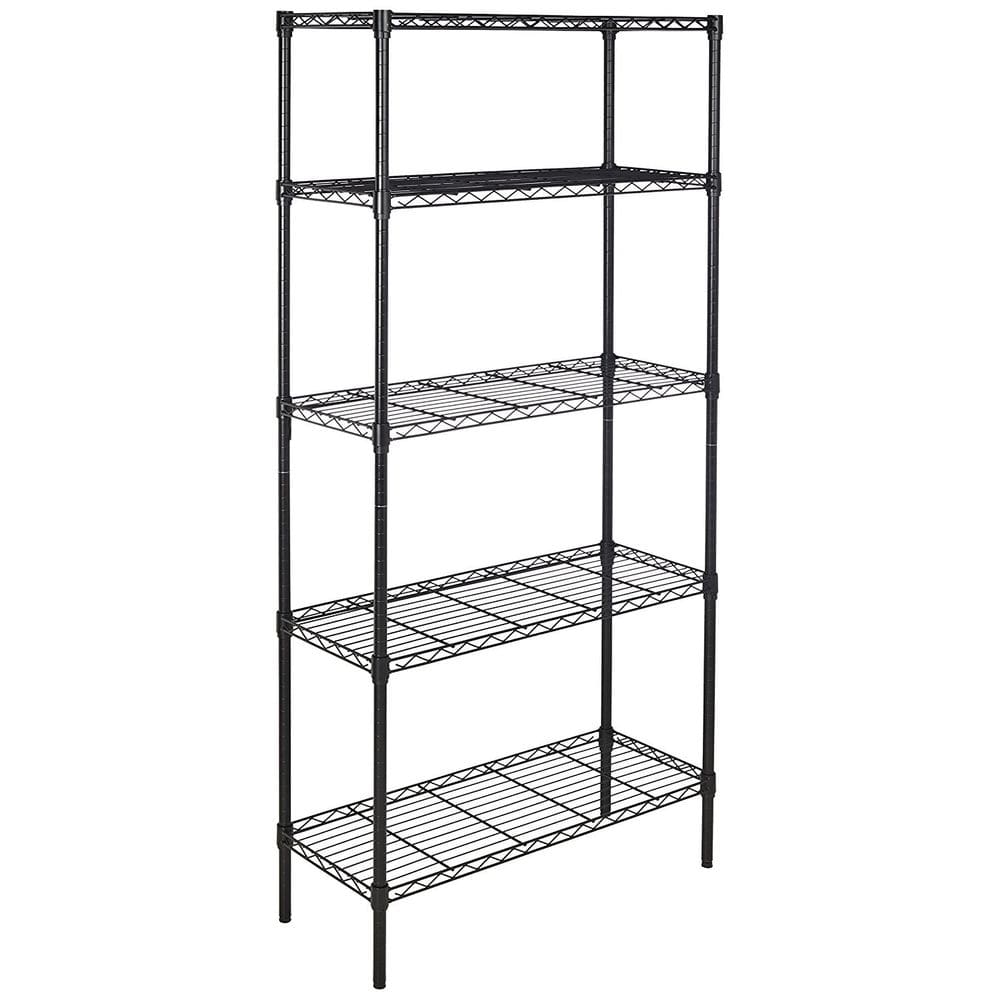 Organizador de prateleiras de armazenamento Amazon Basics 5-Shelf Black