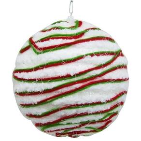 Enfeite De Natal Bola Branca Vermelho Arvore/Mesa/Porta 08Cm