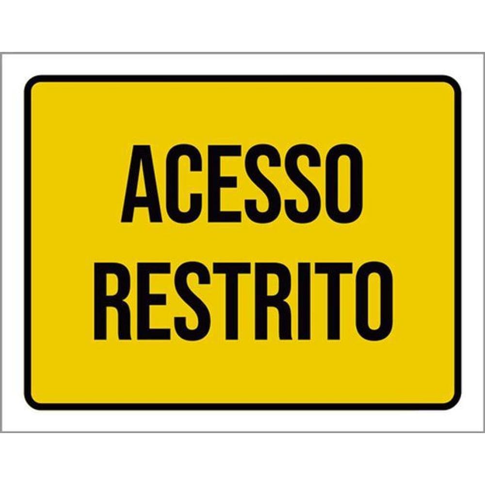 Kit 3 Placas Acesso Restrito Amarela
