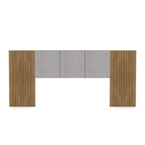 Cabeceira Painel Casal Ripado Nature E Linho Cinza Sevilha 273 Cm - Pallazio