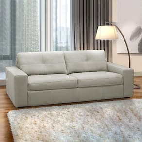 Sofá Decorativo Mendes 2 Lugares Sala De Estar 205cm Pés Em Madeira Couro Off White G88 - Gran Belo