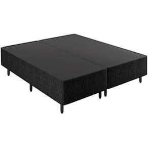 Conjunto: Box Suede Preto + Colchão Herval Black Espuma Ortopedica D60 Queen 158x198x65