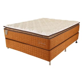 Cama Box Casal (Box + Colchão) 138X188X71 Brilhante Prorelax Molas Ensacadas Pillow Top - Terracota
