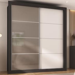 Guarda-roupas Casal 2 Portas De Correr 4 Gavetas Chicago Multimóveis Mp4267 Branco/lacca Fumê Branco/lacca Fumê