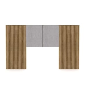 Cabeceira Painel Solteiro Ripado Nature E Linho Cinza Sevilha 203 Cm - Pallazio