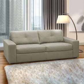 Sofá Decorativo Mendes 2 Lugares Sala De Estar 205cm Pés Em Madeira Couro Bege G88 - Gran Belo